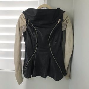 Rock Owens beige black leather jacket size 2